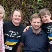 Archie Morley has completed his 500K step challenge that he has been doing for charity. L-R Gracie, Katie, Nathan and Archie Morley.