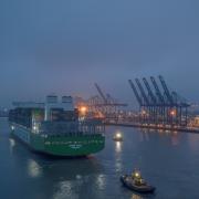 The Evergreen Ever Apex arrives at the Port of Felixstowe this morning, September 10