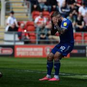 James Norwood reacts after missing a golden opportunity at Rotherham. Terry Hunt says all Ipswich Town's strikers can go in the summer