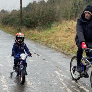Four year old Mason cycled 2.4 miles with his mum and dad. It was the first time he had ever cycled on the road