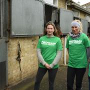 Lucy Horan (left) and Kerry Humphries (middle), who are riding in the Macmillan race, with cancer nurse Vicky McMorran (right)