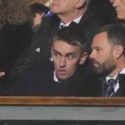 Incoming manager Kieran McKenna speaking with Ipswich Towns Chief Executive Officer Mark Ashton during the Sunderland game.