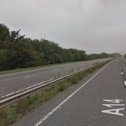 The westbound A14 is closed between Coddenham and Stowmarket