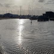 Flooding at Slaughden Quay, on the Aldeburgh seafront