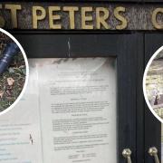Families who have lost loved ones want better communication for those that manage the churchyard at St Peter's in Copdock - pictures: removed memorial items, church noticeboard and the churchyard