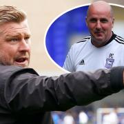 Ipswich Town boss Paul Cook (insert) goes head-to-head with Oxford United counterpart Karl Robinson at Portman Road tomorrow. Photos: PA/Archant