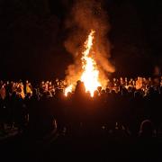 Hundreds of people joined the Pyre parade on Saturday night for the annual burning of bad news.
