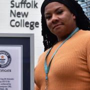 Andrea Thompson, an apprenticeship advisor at Suffolk New College, has set a Guinness World Record for a log lift
