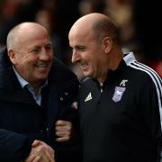 The two managers meet before kick-off at Accrington Stanley.