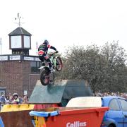Dougie Lampkin, former world champion, performs at the Copdock Motorcycle Show at Trinity Park
