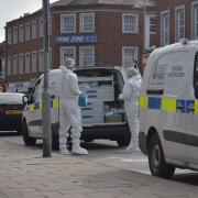 Police attending the scene in Clacton on Sunday September 12. Officers have also attended a property in Ipswich as part of their investigations