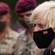 Prime Minister Boris Johnson during a visit to Merville Barracks in Colchester