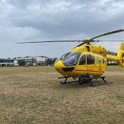 The air ambulance landed on the green in Bonny Crescent on Ravenswood estate in Ipswich