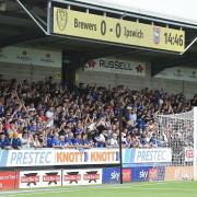 The travelling supporters at The Pirelli Stadium.