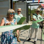 Bridget McIntyre MBE, High Sheriff of Suffolk, cuts the ribbon at the new and improved Debenham Shed