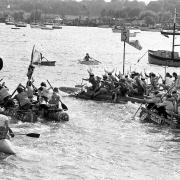 Raft races at Woodbridge Regatta from July 1981