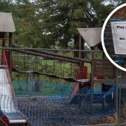 Part of the playground in the Abbey Gardens in Bury St Edmunds is to remain closed after an inspection found that it had 