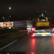 Lorries were queuing to get into Harwich port on Monday evening.
