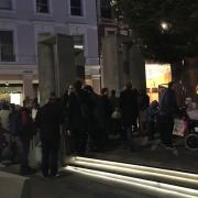 A large crowd gathered on Ipswich Cornhill to celebrate the Winter Solstice and 'DroneHenge' Picture:SUZANNE DAY