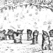 Did Druids used to worship in Mutford Big Wood by standing stones? Illustration by H.K.Creed for Proceedings of the Suffolk Institute of Archaeology and Natural History, published in 1872.