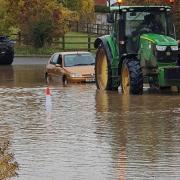 Flooding has caused disruption on roads in Suffolk this morning Picture: CHRIS THEOBOLD