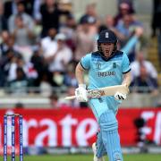 England's Eoin Morgan celebrates hitting the winning runs against Australia in the World Cup semi-final. Picture: PA SPORT