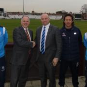 L-R: Chris Gange (Head of Cricket, Framlingham College), Ray Payne (CEO, Northamptonshire CCC), Nick Gandy (Director of Sport, Framlingham College), Kevin Innes (Performance Coach, Northamptonshire CCC), Johann Myburgh (Head of Cricket Development,