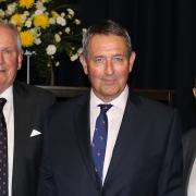 Graham Gooch, centre, at Copdock & OI CC Annual Presentation Evening with club President Ray East, left, and Chairman Keith Cracknell, right. Picture: NICK GARNHAM