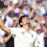 England's Alastair Cook celebrates reaching his century in his final Test match. Picture: PA SPORT