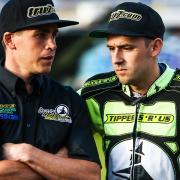 Ipswich Witches team manager Ritchie Hawkins and skipper Danny King. Hawkins says tonight's trip to Sheffield is 'massive'. Picture: STEVE WALLER