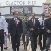 Former Ukip leader Nigel Farage visits Clacton Pier during a visit to the seaside town. Picture: VICTORIA JONES/PA WIRE