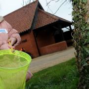 Mollie Hounsell takes part in the Easter Egg hunt at Brandeston Village Hall