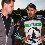 Ipswich Witches promoter Chris Louis with skipper Danny King. The Witches head to Belle Vue tonight Picture: Steve Waller