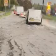 Roads in Haverhill have become flooded after torrential downpours