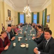 The working breakfast in the Cabinet Room at No 10. Picture: 10 Downing Street