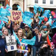 Hundreds of striking workers marched through Ipswich town centre on Wednesday