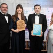 From left: Stuart Weatherley, Steph Jones and Leyton Williams of Retreat East with Andrea Dodd of The Burnt Chef Project, who presented the award