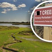 A sign with an expletive has appeared near Martlesham Creek following a failed bid for bathing water status and allegations of high levels of E.coli being found in five places. 