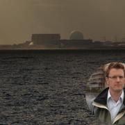 Sizewell - the site of the planned new Sizewell C power station - and inset, Simon Barlow of the Environment Agency
