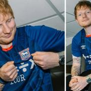 Ed Sheeran shared a picture from the launch of Ipswich Town's 2022/23 home shirt reveal as he celebrated the football club's promotion to the Championship