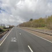 The A14 was closed for several hours after flooding