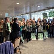 The Greens celebrate their win in Mid Suffolk