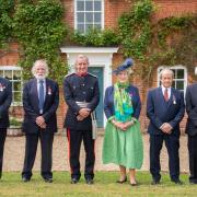 The BEM recipients with Vice Lord Lieutenant Robert Rous at Euston Hall.