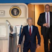 Joe Biden arriving at Stansted Airport on Air Force One