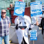 Mark Jones and Steve Marsling from Toothless in Suffolk led the protests outside the meeting.