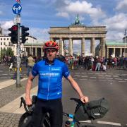 Andrew Horne in Berlin who cycled in memory of a 29-year-old who passed away from cancer