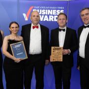 Left to right: Catherine Johnson (sponsor - Suffolk Chamber of Commerce), Lucy Denny, Graham Denny, Ashley Simpson and Steve Carroll (sponsor - Sizewell C)
