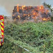 A haystack is burning in Essex