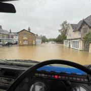 A view of flood-hit Debenham high street on Friday