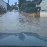 Glemsford road flooded as a result of heavy rainfall